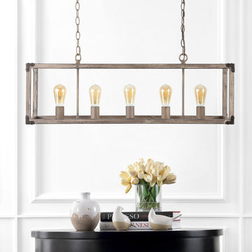 Magnolia 8.13" Adjustable Iron Rustic Farmhouse LED Pendant - JONATHAN Y
